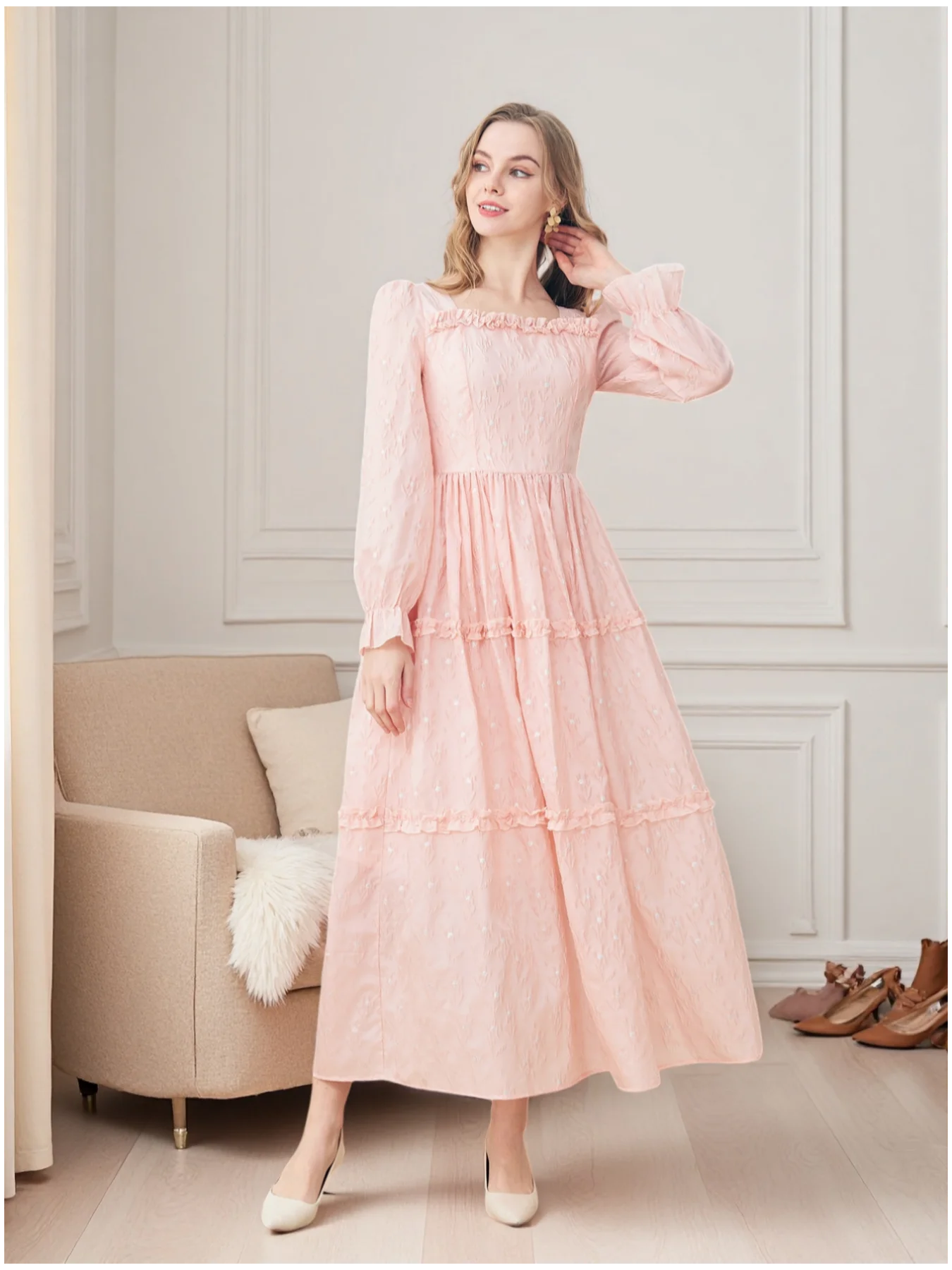 DEVCHATA プラスサイズ レディース フレンチ ヴィン - French Vintage Floral Midi Dress のレビューと価格