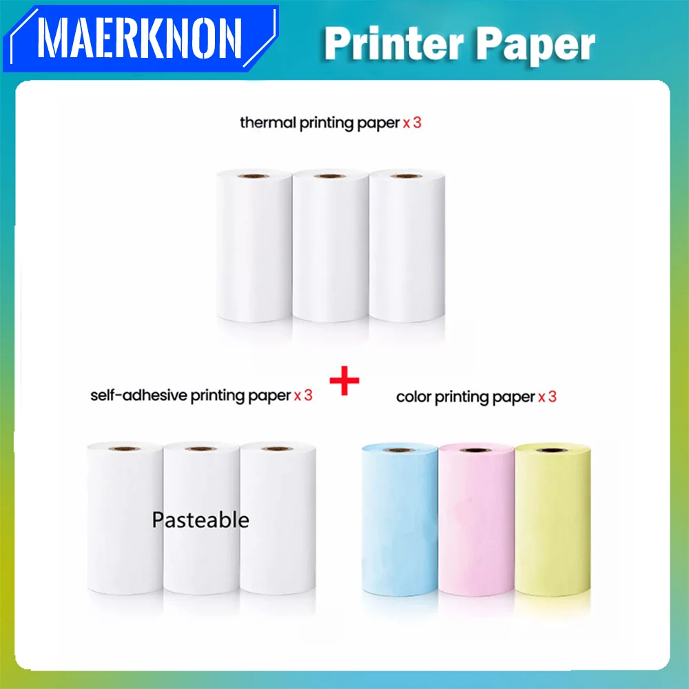 Mini papier do drukarki aparat fotograficzny z nadrukiem błyskawicznym kolorowy samoprzylepny papier samoprzylepny do bezprzewodowego drukarka Bluetooth 57mm