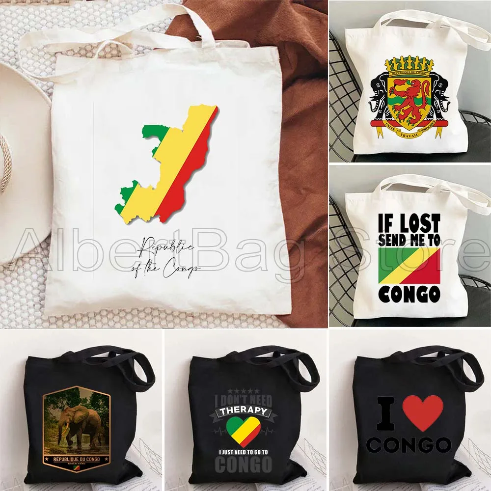 

Republic Congo Map Flag Gifts Durable Shoulder Canvas Tote Bag Harajuku Shopping Cotton Books Teachers Wedding Shopper Handbag