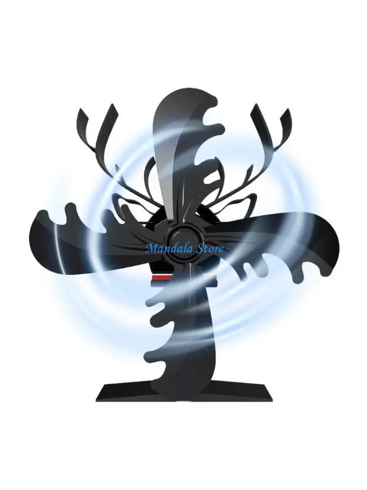 

U2JC 4Blades Stove Fan Christmas Fireplace Fan Without Power Quiet Operation