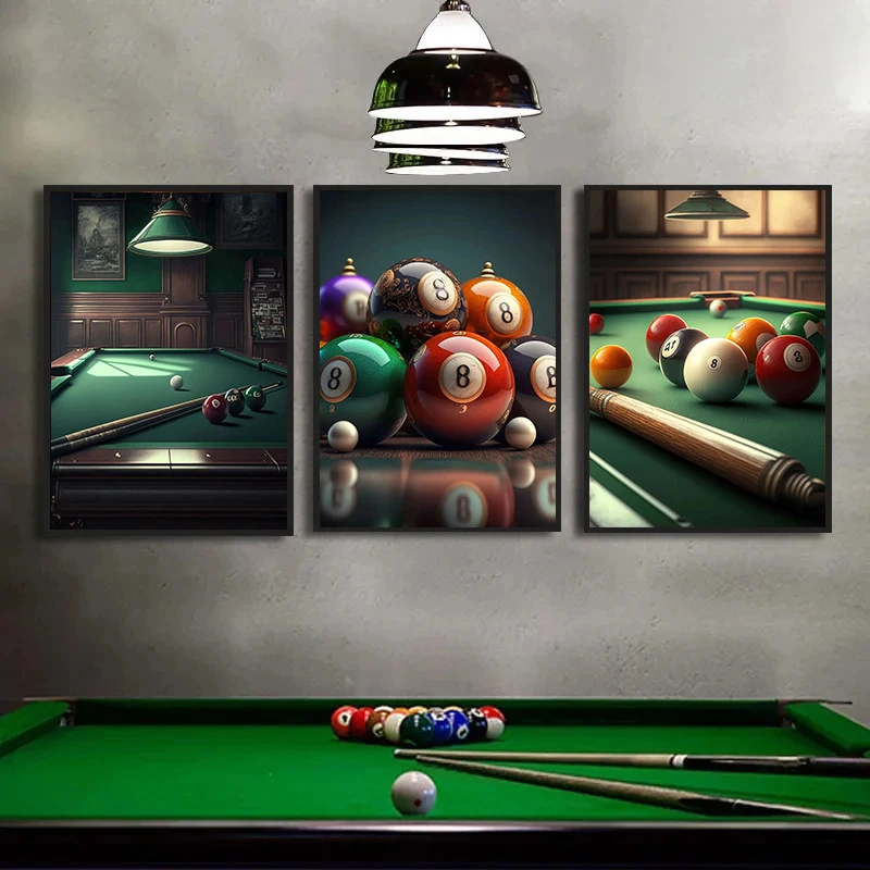 Snooker Billiard Posters Canvas Painting Wall Art Prints Picture for Living Room Billiard Room Boys Bedroom Home Decor Frameless