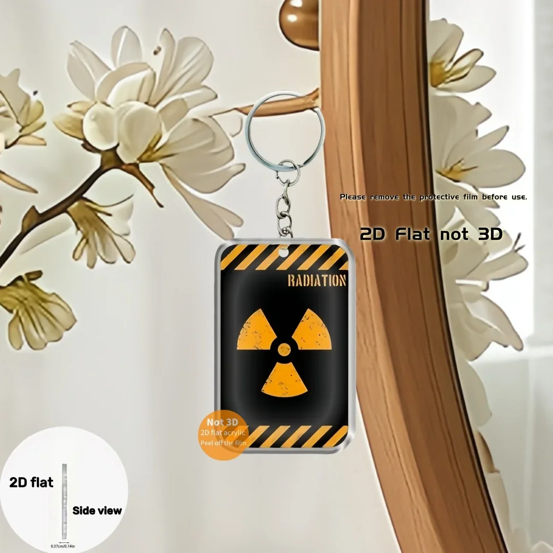 Strahlungssymbol, 2D-Anhänger aus flachem Acryl, Schlüsselanhänger, Warnetikett, Ornament, Charms, hängende Dekoration für Taschen, festliches Party-Geschenk