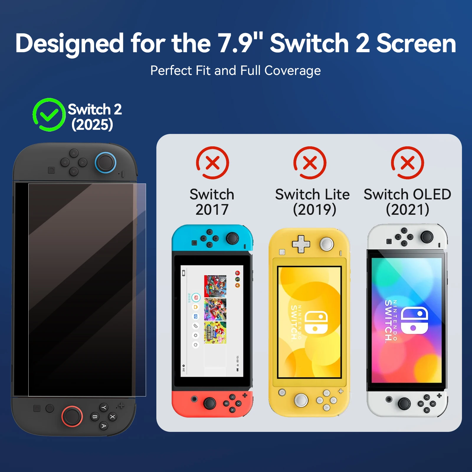 GeekShare Screen Protector Compatible with Switch 2, Dust-Free Alignment Frame, 9H Tempered Film, Bubble-Free, HD Clear