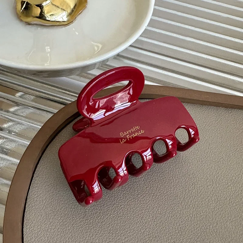 5.5cm long acetate fiber hair clip, red hair clip, suitable for girls and women as a hair accessory, Korean new fashion style image 4