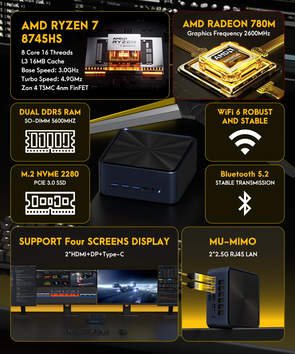 TexHoo Gaming Mini PC AMD Ryze - Amd Ryzen 7 7840Hs Mini Pc recension och pris