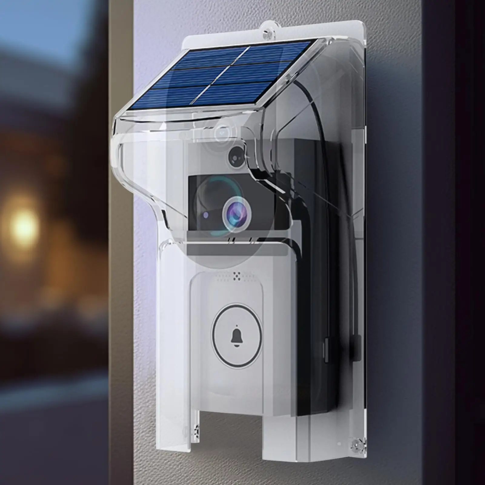 Ring Doorbell Cover with solar panel Doorbell Rain Cover Chime Camera Protector Shield for Apartment Home Workplace Outside