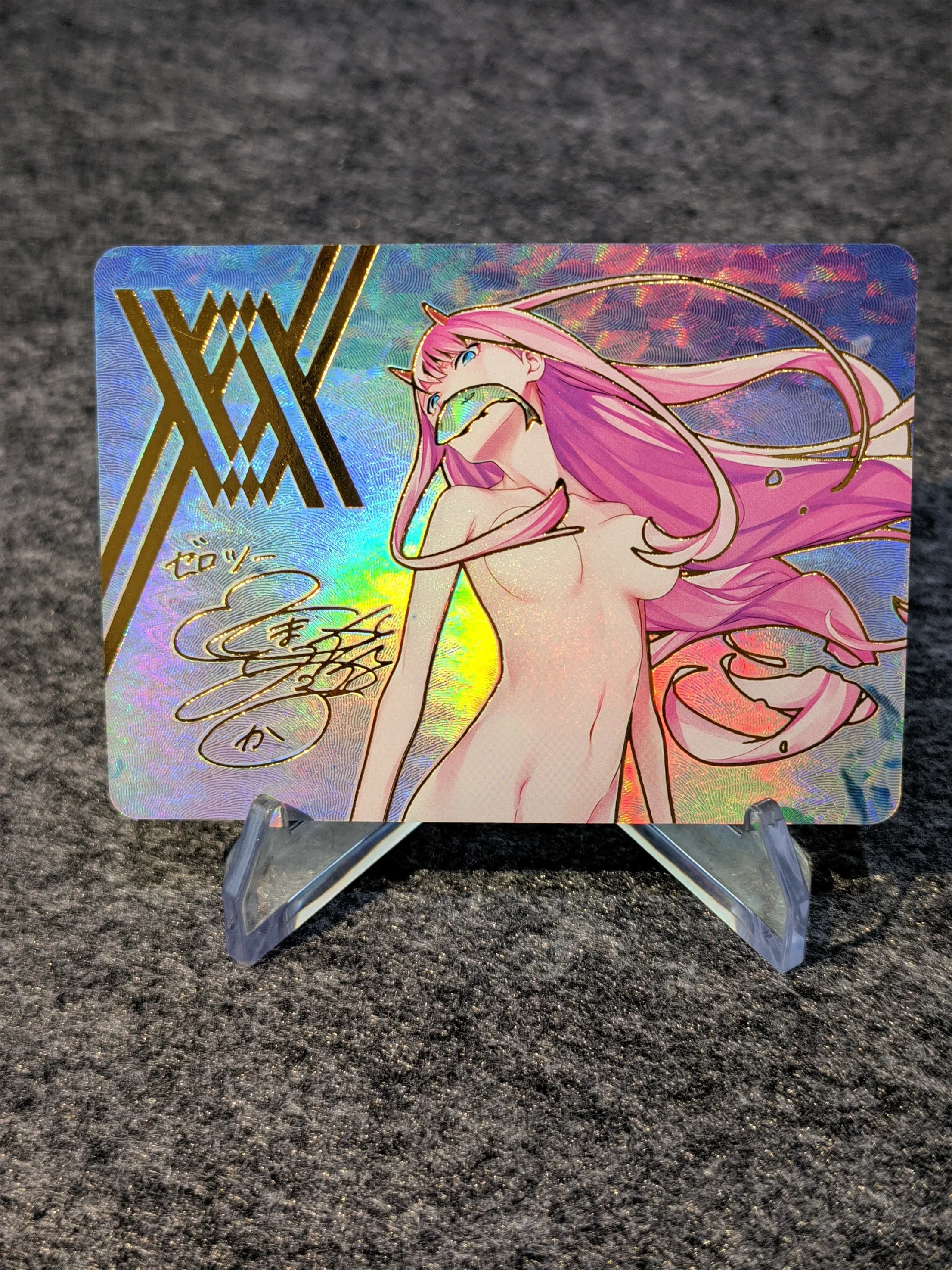 Diy Ws Collection Card Refractive Color Flash Anime Zero Two Signature Card Gilding Uv Texture Kids Gifts 63*88Mm