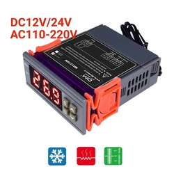 温度コントローラーMh1210w,AC90-250V 10a,220v,センサー付きレギュレーター,-50〜110c,冷却制御