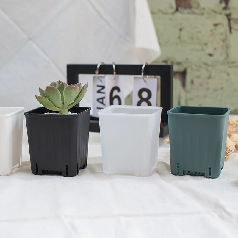 5PCS 5/8CM New Small Square Flowerpot Thickened Flower Succulents Plant Nursery Grow Pot Mini Cactus Planter Garden Decoration