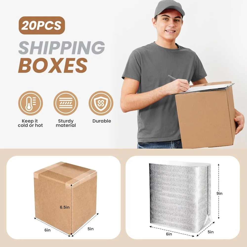 Reusable Insulated Shipping Boxes with Aluminum Foil Liners for Cold Pack Frozen Items