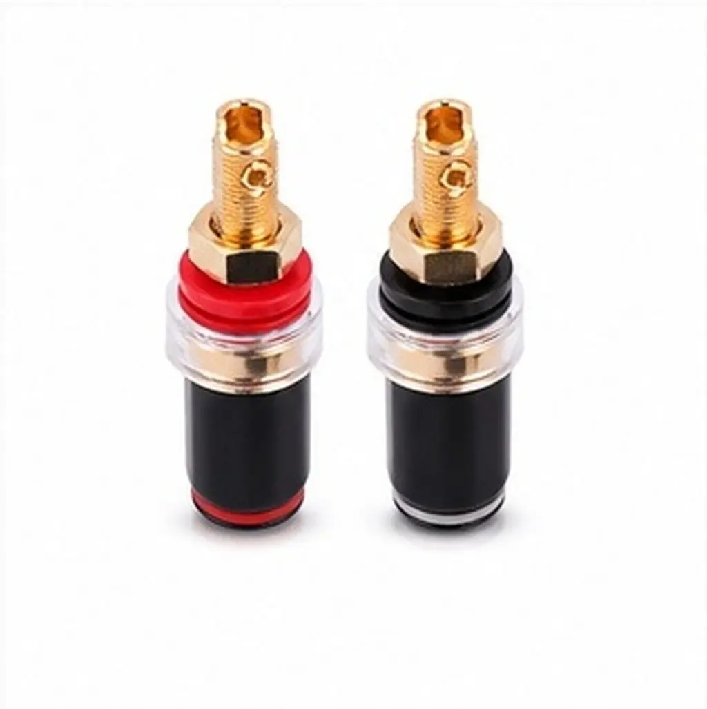 2Pcs Solderless Banana Plug Connector Kit Heavy-Duty Copper Binding Posts for Speakers Stereo Amplifier 4Mm Socket