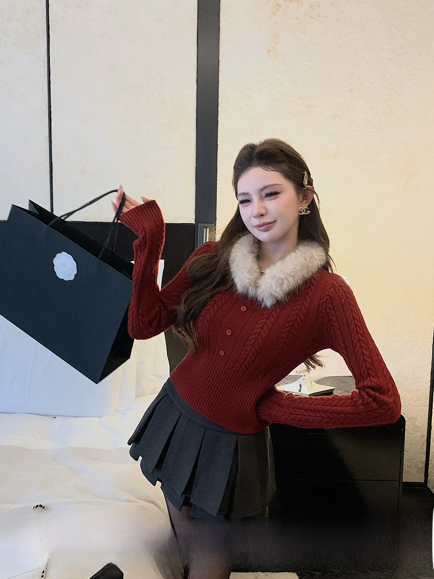 

Двухслойная женская юбка Miu Sle, повседневная, с высокой талией, из полиэстеровой смеси, двухцветная, миди, для осенне-зимнего сезона