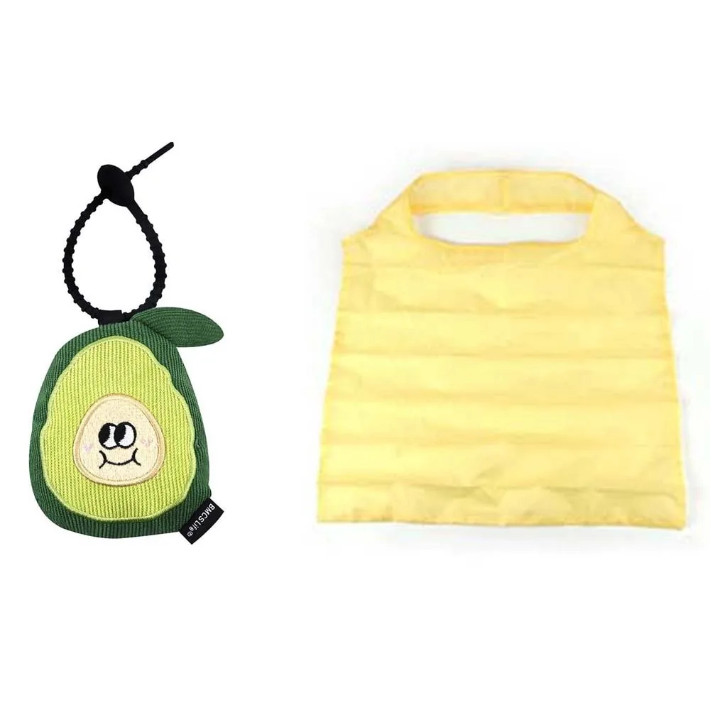 

Cartoon Pendant with Shopping Bag Corduroy Large Capacity Eco-friendly Folding Pouch Lemon Multi-functional