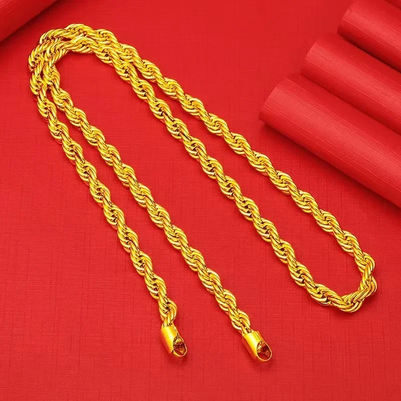 

High quality AU750 gold necklace for men and women pure gold 18K necklace lucky boss chain necklace 60 cm long