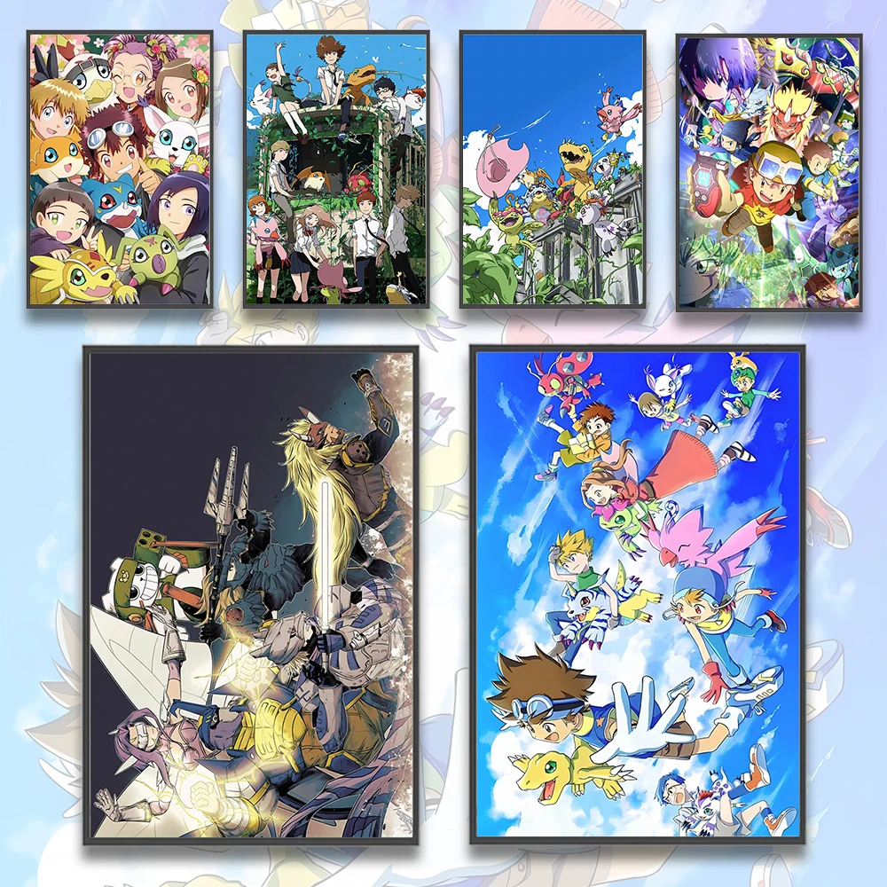 Digital Monster Japanese Anime Self-adhesive Poster Stickers Wallpaper Figures Waterproof Home Decoration Painting Decor Gift