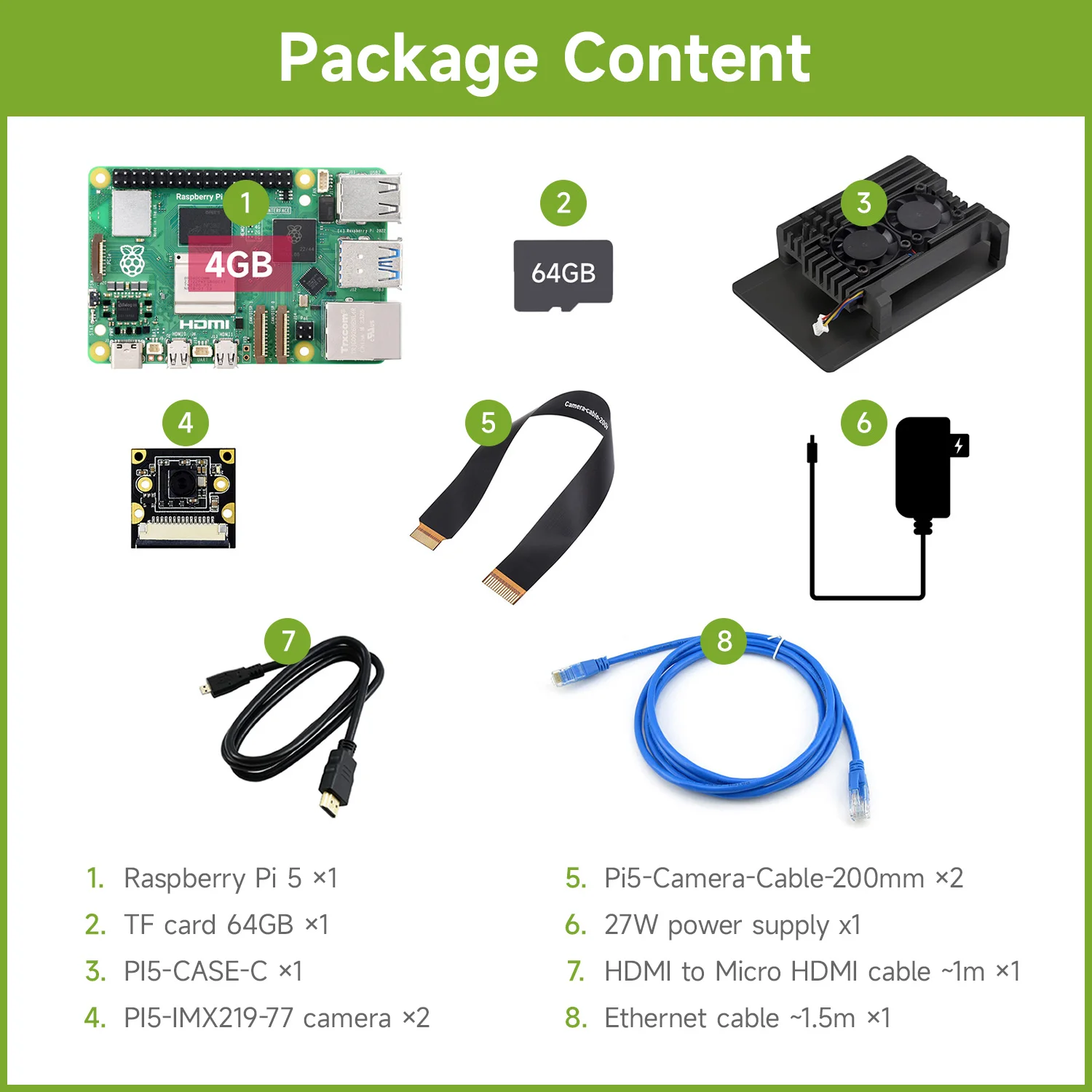 

Raspberry Pi 5 Camera Kit, Options for 4GB/8GB RAM, BCM2712 processor, 2.4GHz, with IMX Camera, Raspberry Pi 5 Case