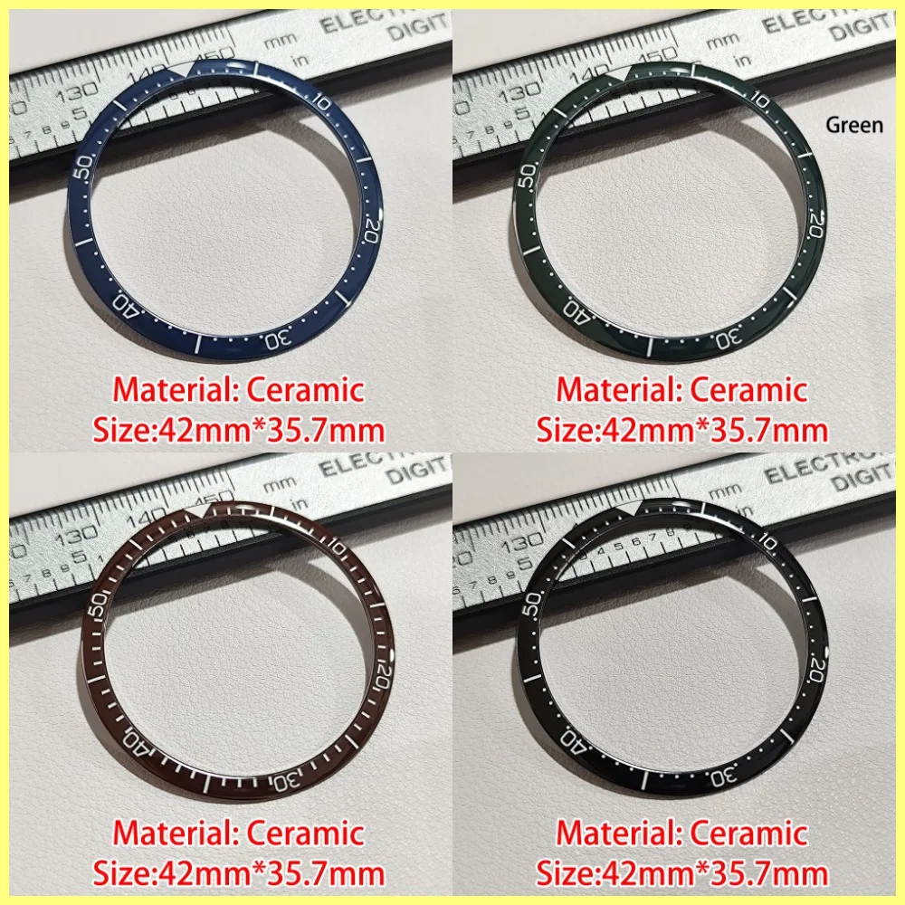 Schräger 42 mm x 35,7 mm Keramik-Uhrenlünetteneinsatz, Ersatz für Herrenuhren, Lünetten, Zubehör, erhältlich in mehreren Farben