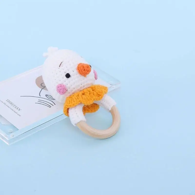 D7YD 漫画動物手作りガラガラ赤ちゃんのおもちゃかわいい動物の形のおしゃぶりおもちゃかぎ針編みハンドヘルドなだめる睡眠おもちゃ赤ちゃんのため