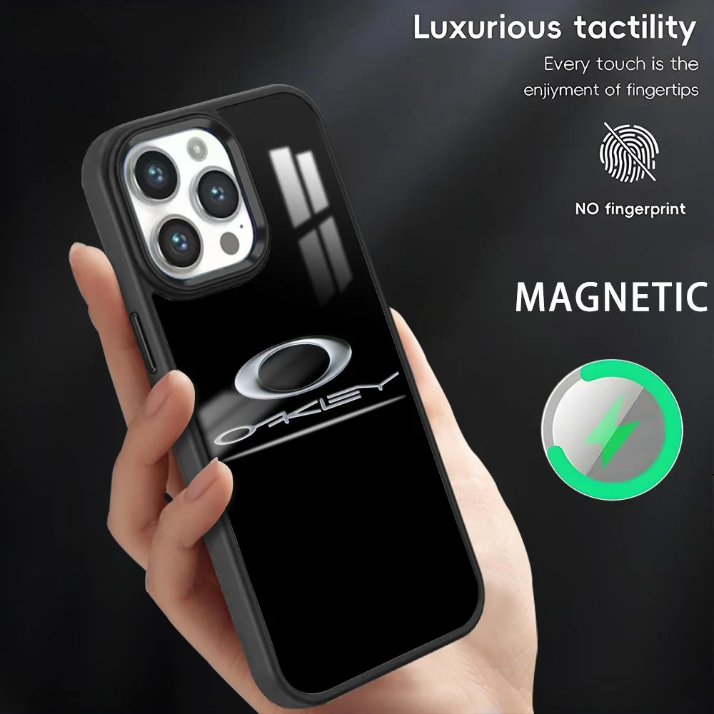 

O-Oakley Logo Phone Case For iPhone 16 15 14 13 12 11 Pro Max Plus Mini Magnetic Magsafe Wireless Charging Cover Coque