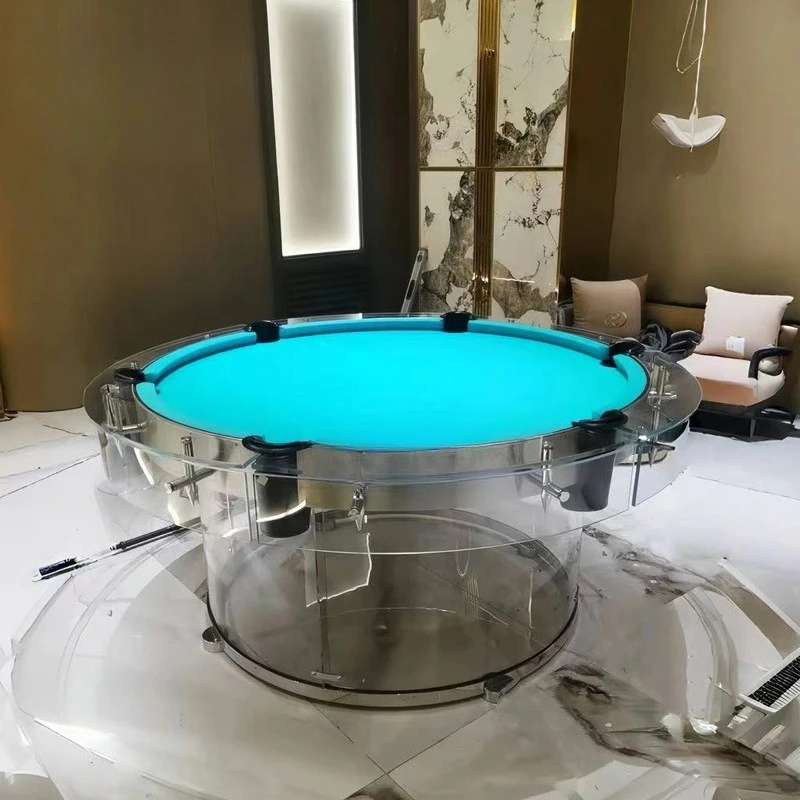 Pool table Round tempered transparent glass High-end home and commercial club Black eight standard adult pool table