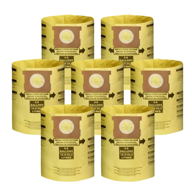 Accessoires de balayeuse 7 pièces sac à poussière sec universel aspirateurs de 5 à 8 gallons pour sacs à poussière de 5 à 8 gallons jaune