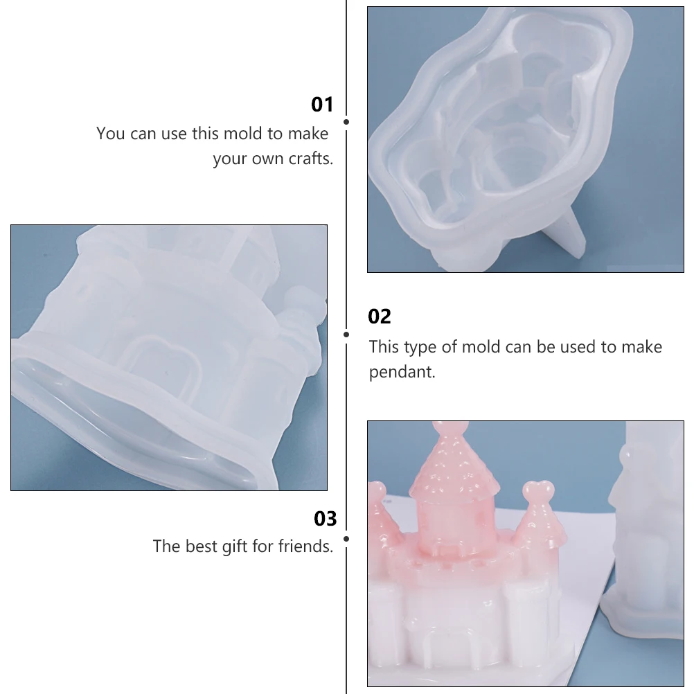 

Silicone Castle House Mold for DIY Crafts High Transparent Flexible Silica Gel Statue Making Pendant Gift