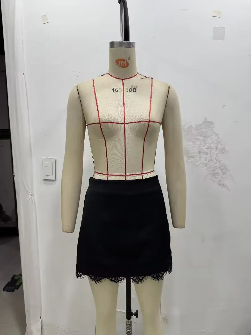 

WOMAN 2026 Summer New Fashionable Casual Lace Skirt and Pants Retro Versatile Mid Waist Zipper Women's Skirt Mujer