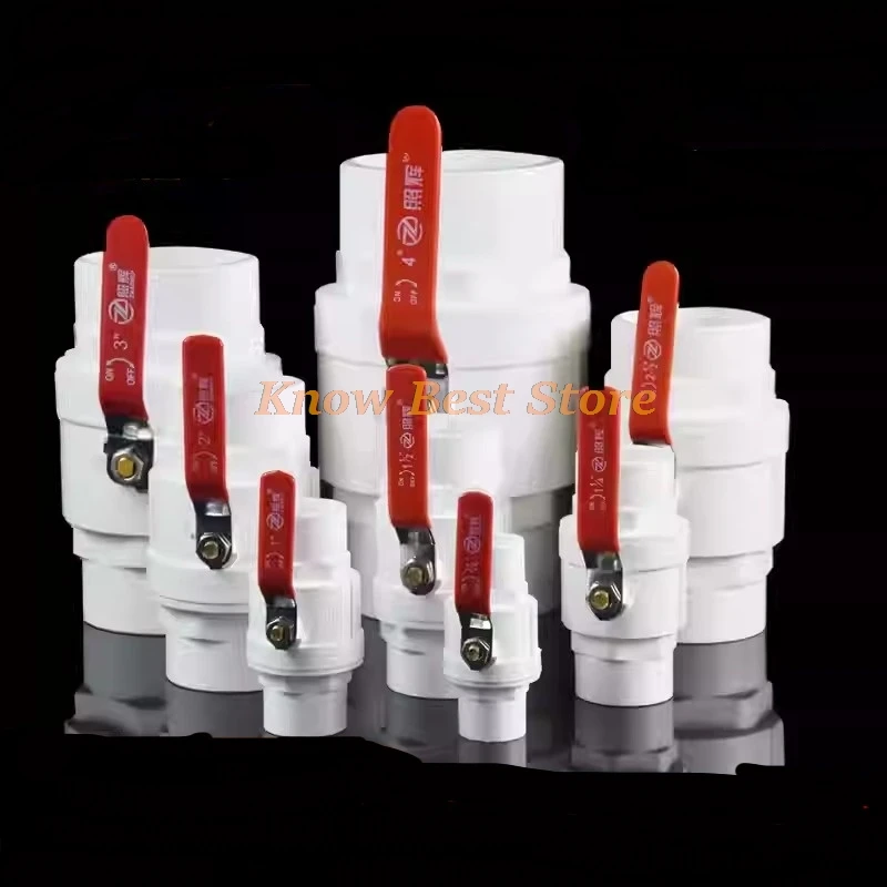 Roter PVC-Kugelhahn mit rutschfestem Griff, 20/25/32/40/50/63/75 mm Innendurchmesser, 2-Wege-Slip-Ends, wasserabschaltendes Durchflussreglerventil