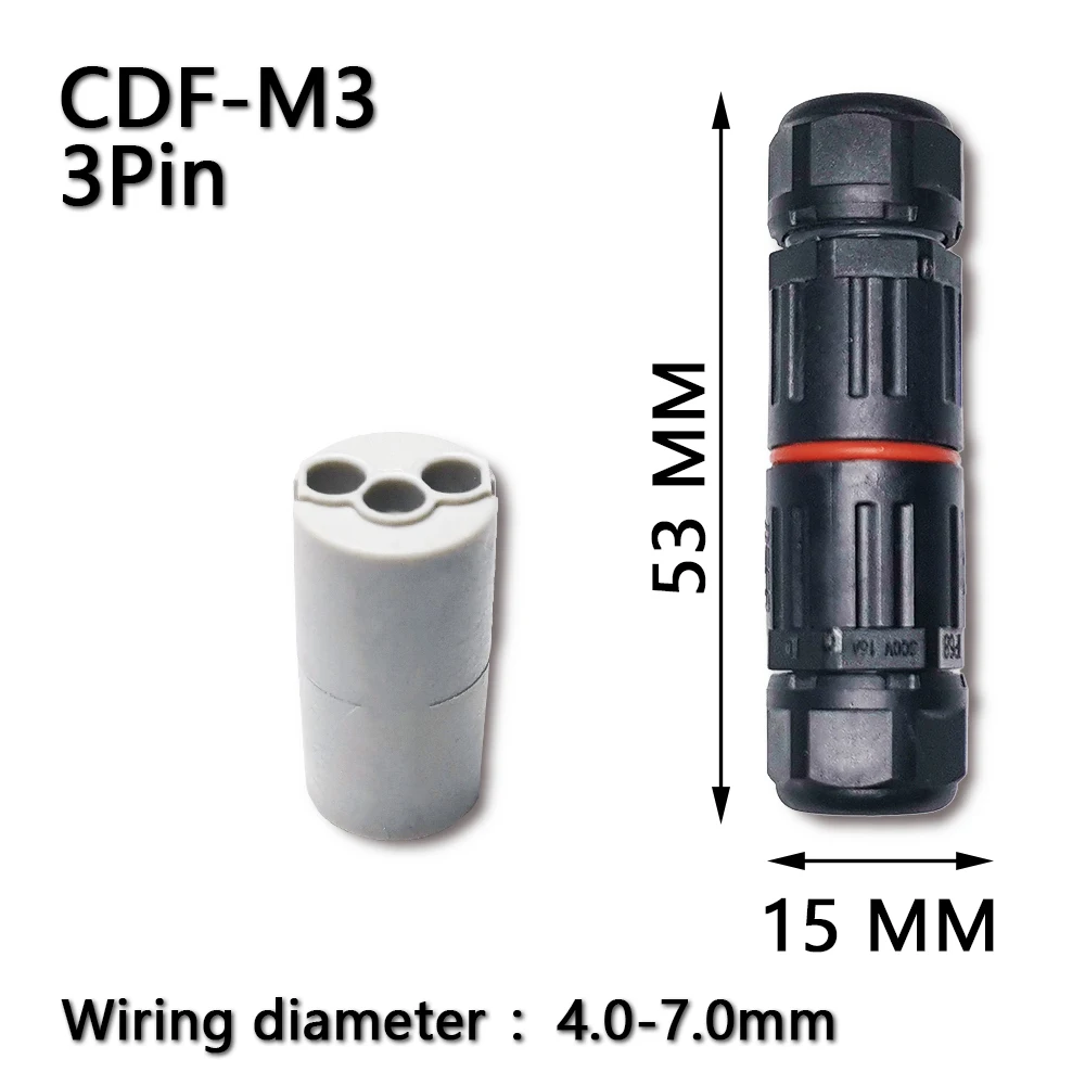 IP68 Quick Push in Terminal block Conductor Connector Electrical Waterproof Connector Wire Cable 2/3 Pin Outdoor Plug Straight