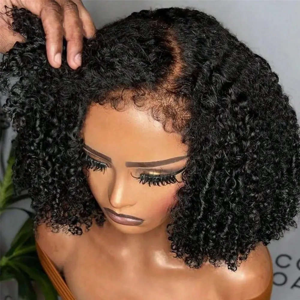 

13x4 Jerry Curly Lace Front Human Hair Wig Brazilian Hair Pre Plucked Baby Hair Ear to Ear HD Lace Natural Color Full Edges Look