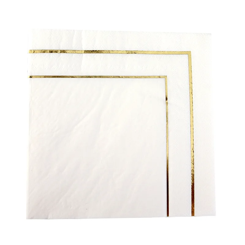 Table Paper Napkins Elegant Tissue  Beautiful Decor Vintage Towel Party Home White Foil Gold Birthday Wedding