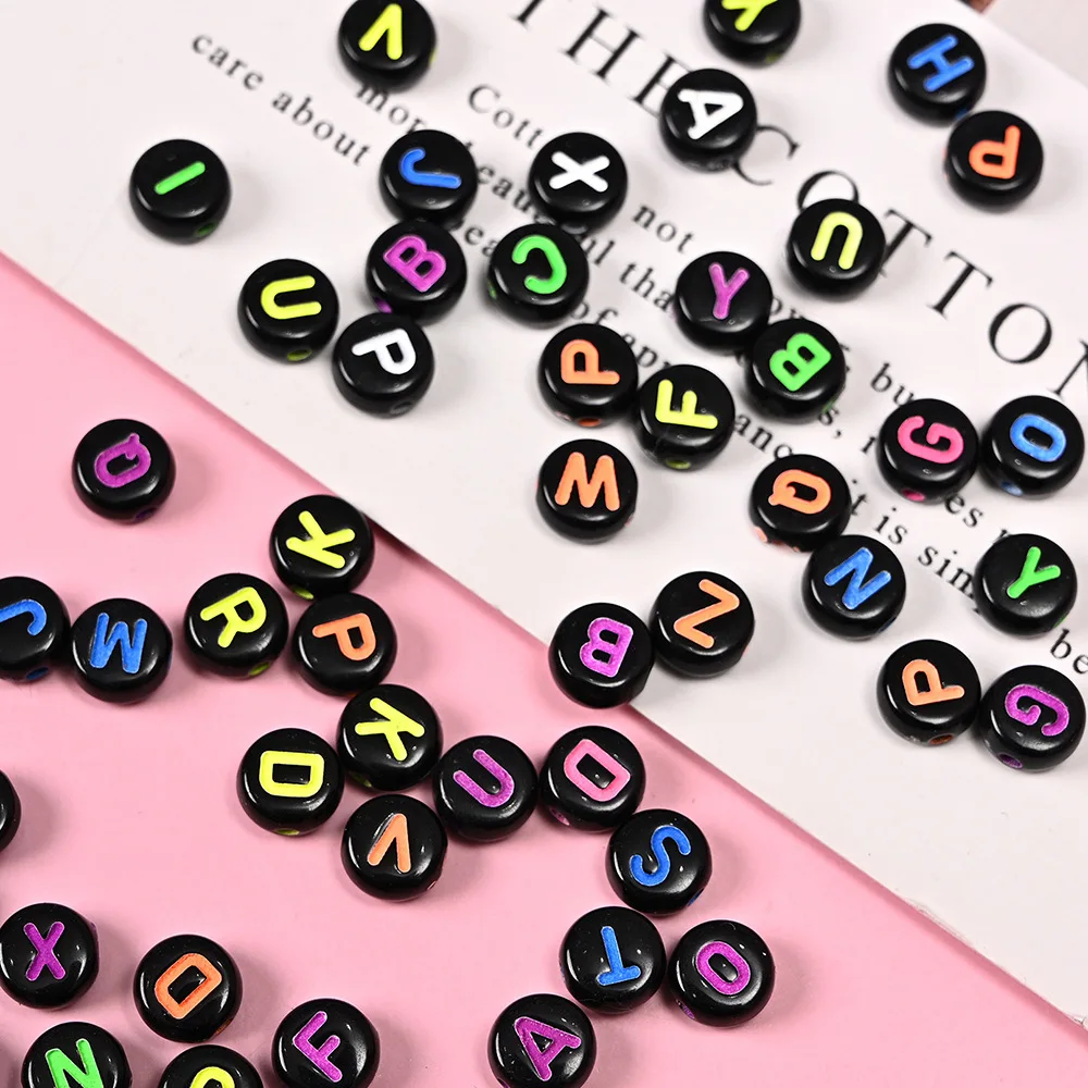 Colorful Round A-Z Alphabet Letter Bead 7mm Mini Acrylic Loose Spacer Beads for Jewelry Making Diy Bracelet Accessories