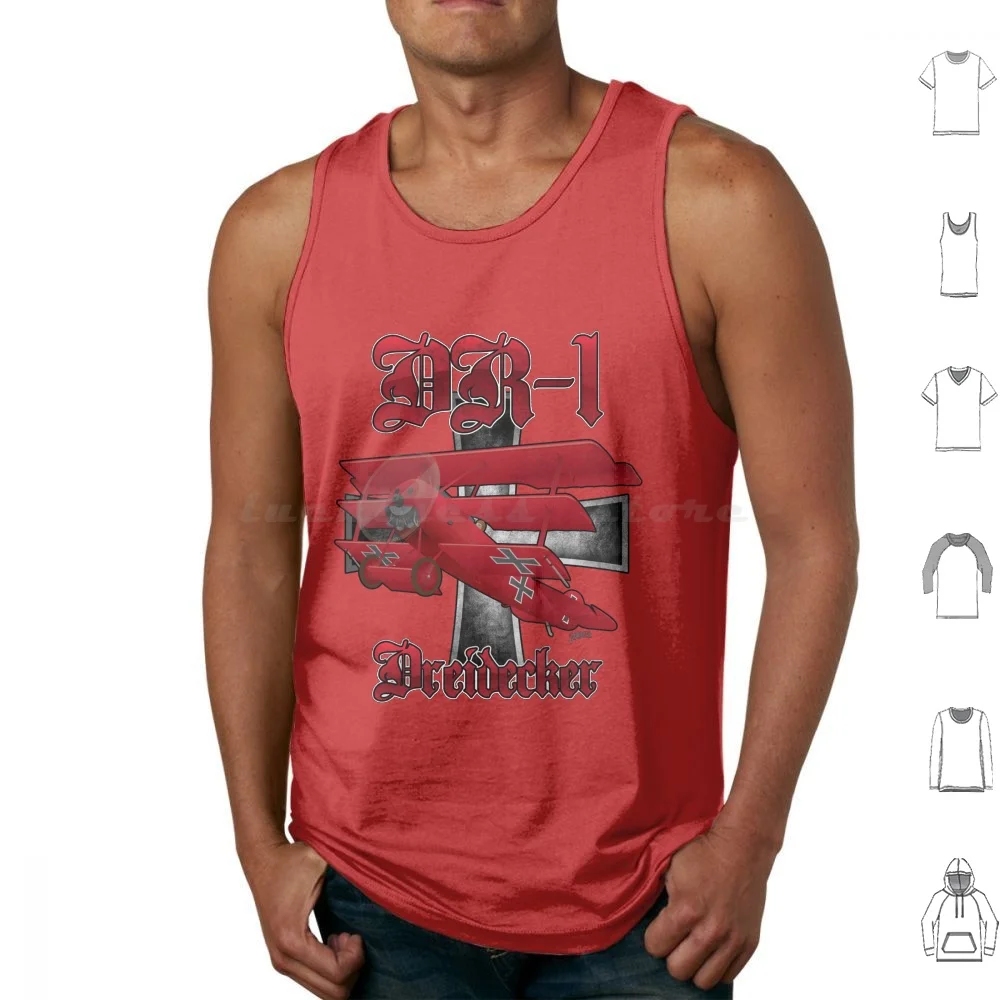 Dr-1 Red Baron Triplane Wwi Warbird Tank Tops Vest Sleeveless Ace Air Airplane Aviation Baron Dreidecker Fighter Flight Fly