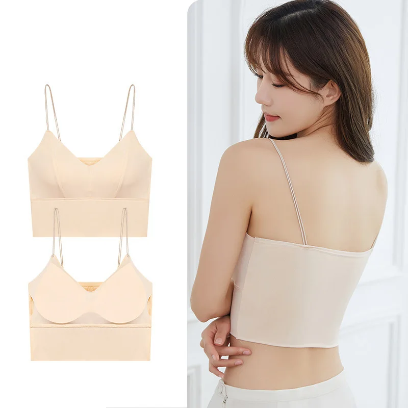 women's sling strap chest pad ice silk vest Sprin summer underwear fashion Vest sexy beauty back anti-glare tube top breast wrap