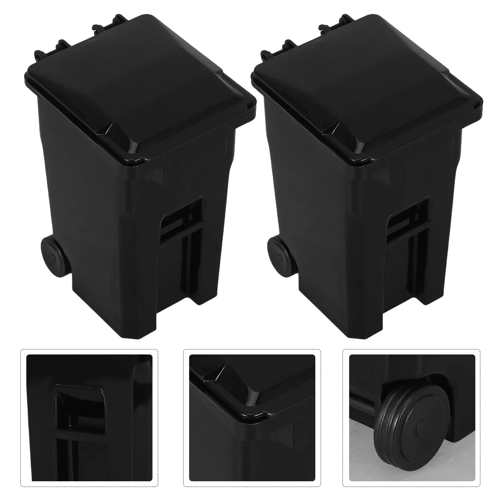 2Pcs Mini Desk Trash Can Holder Organizer Desktop Compact Covered Garbage Bin Pen Tabletop Small Waste Paper Basket