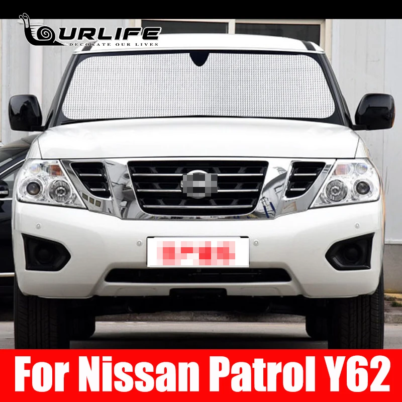 For Nissan Patrol Y62 2018 2019 2020 2021 Car Window Windshield Sunshade Front UV Protect Reflector Sun Shade Sun Visor Silver