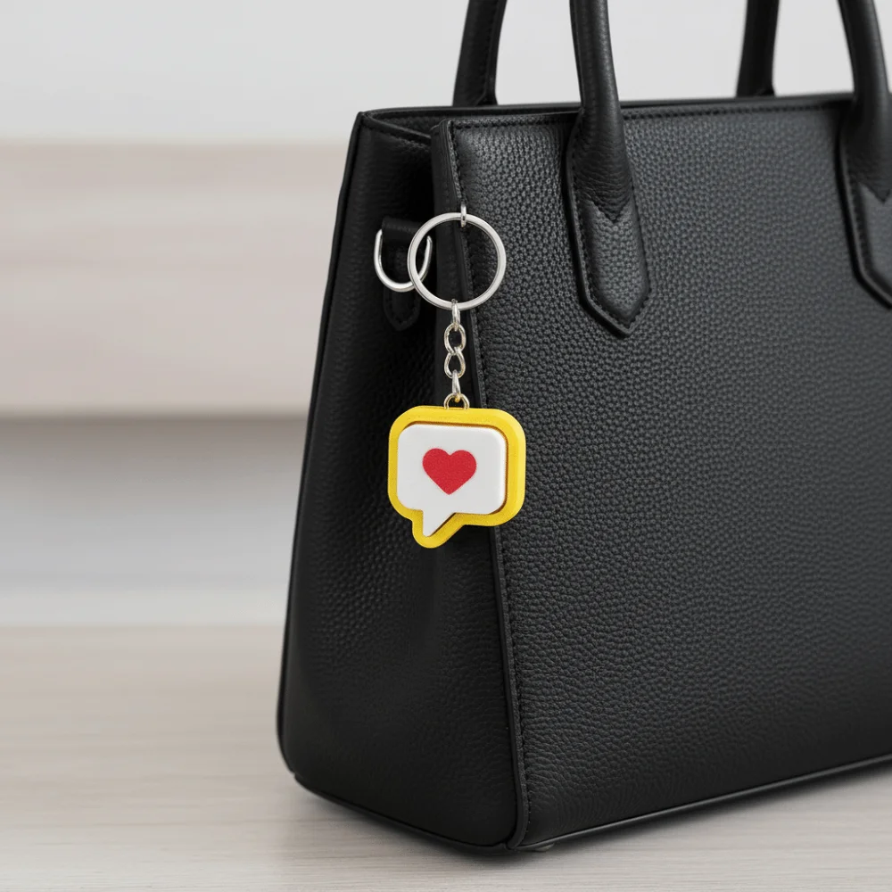 3D Printed Heart Message Fidget Clicker Keychian Yellow Plastic Heart Press Button Bag Charm Stress-Relief