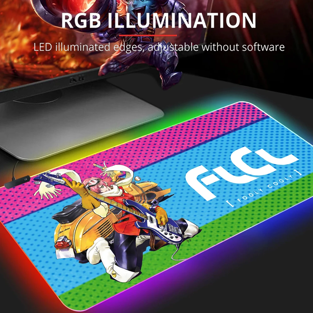 

FLCL Rgb Mouse Pad Desk Mat Xxl Gaming Mousepad Gamer Keyboard Accessories Pc Anime Large Mouse Carpet Cabinet Extended Mats