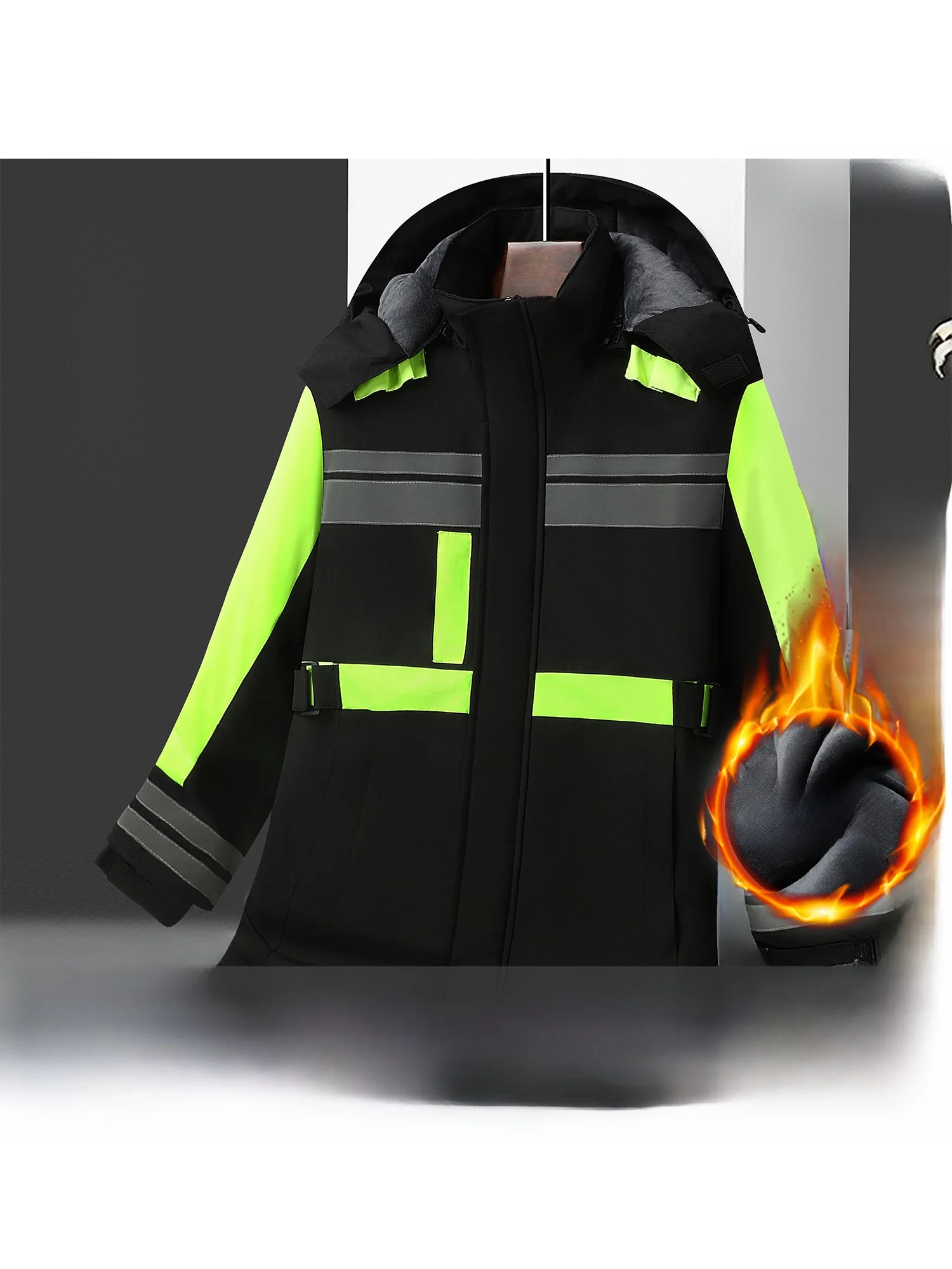 

Утепленная ветрозащитная хлопковая куртка средней длины, рабочая одежда, светоотражающая, мужская, весна-осень-зима, теплая ветрозащитная куртка