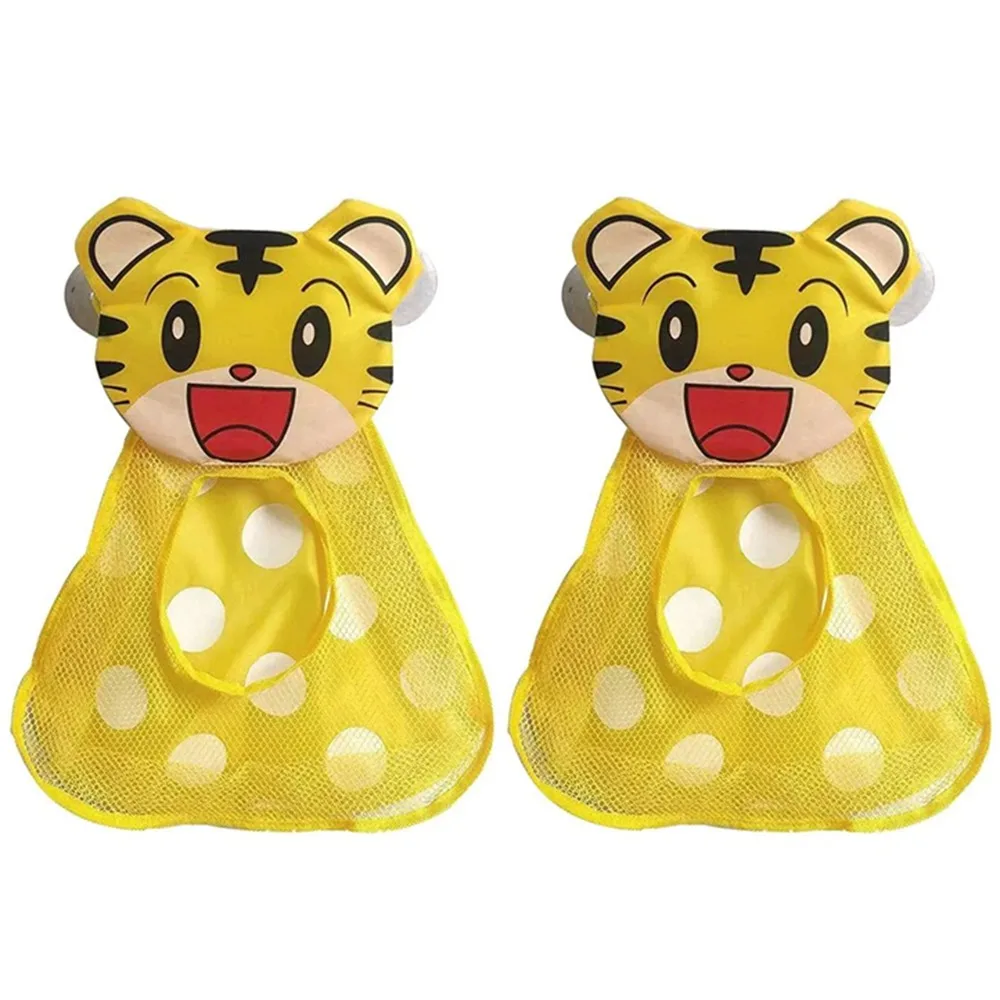 

Duck Shapes Baby Bath Toys Storage Bag with Suction Cup Hanging Bath Game Bag Cartoon Large Capacity Frog Mesh Net Bag