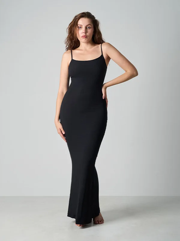 High Elasticity Sleeveless Wrap around Body Shaping Dress with Threaded Detailing Women's Fashion mid Waist Modal Fabric