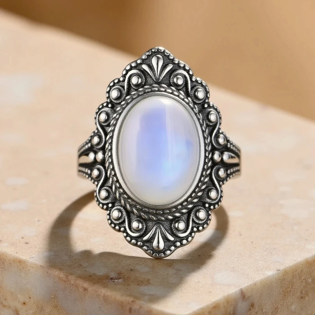 custom link vintage silver rings with gifts box
