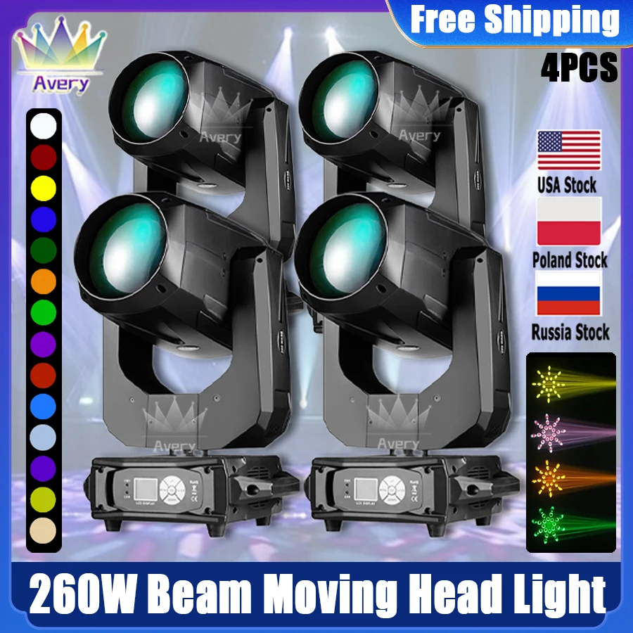 

0 Tax 4Pcs Bulb 260W 9R/10R Beam Moving Head Lighting Frost 16 With 8+16+24 Double prisms Rainbow For DJ Party Nightclub Dance