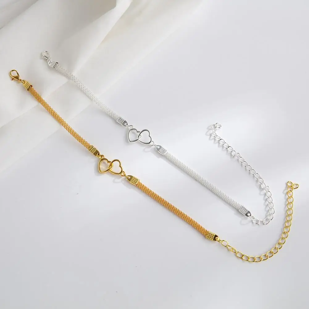 Alloy Anklet Alloy Anklet Women’s Adjustable Anklet Bracelet with Heart Charm Ultra-light Metal Chain Jewelry Stylish Summer