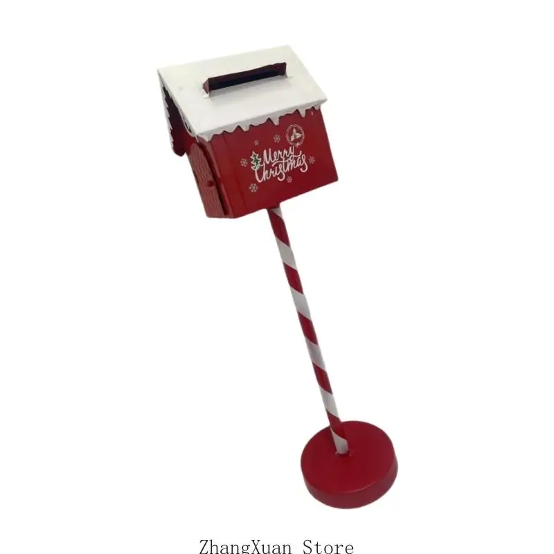 Weihnachts-Briefkasten-Display, freistehender Feiertagsständer aus Metall mit Briefschlitz und rot-weißer Oberfläche zum – Detail 8