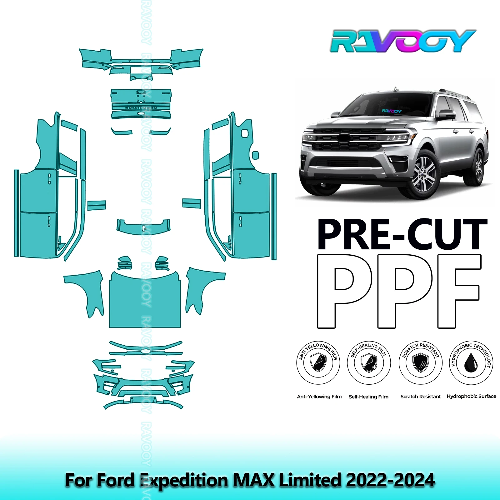 

Car Precut PPF Paint Protection Film Full Vehicle For Ford Expedition MAX Limited 2022-2024