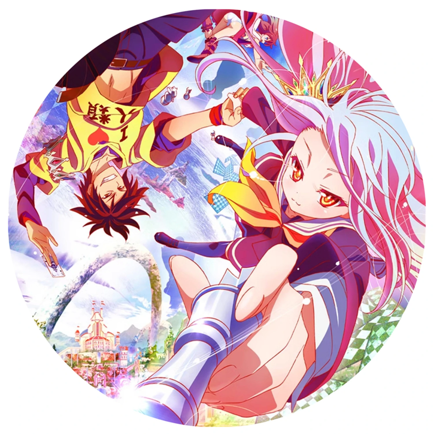 58mm Anime NO GAME NO LIFE Sora Shiro Riku Dora Stefani Dora Cosplay COSTUME Badge Pin SPTE Tinplate Brooch﻿ Prop Xmas Gilf