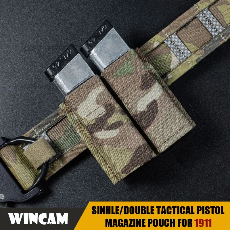 1911 Tactical Pistol Magazine Pouch Militar Single Double Mag Bag With Nylon Support Clip Fast Draw Hunting Airsoft Accessories