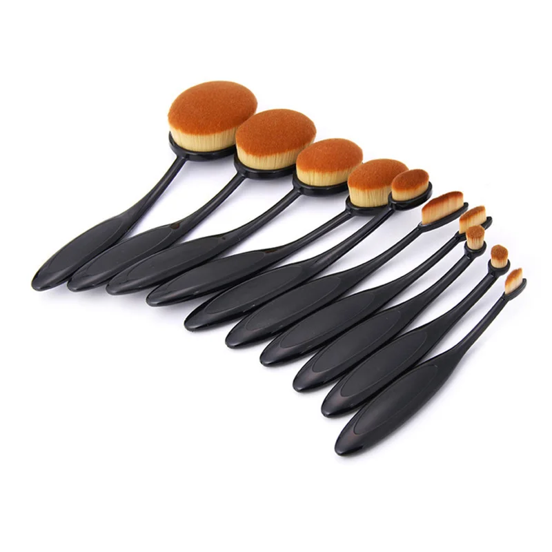 Rose Gold Oval Makeup Brushes Set Flawless Application Liquid Cream Powder Foundation Lip Make Up Brush Blending Cosmetics Set