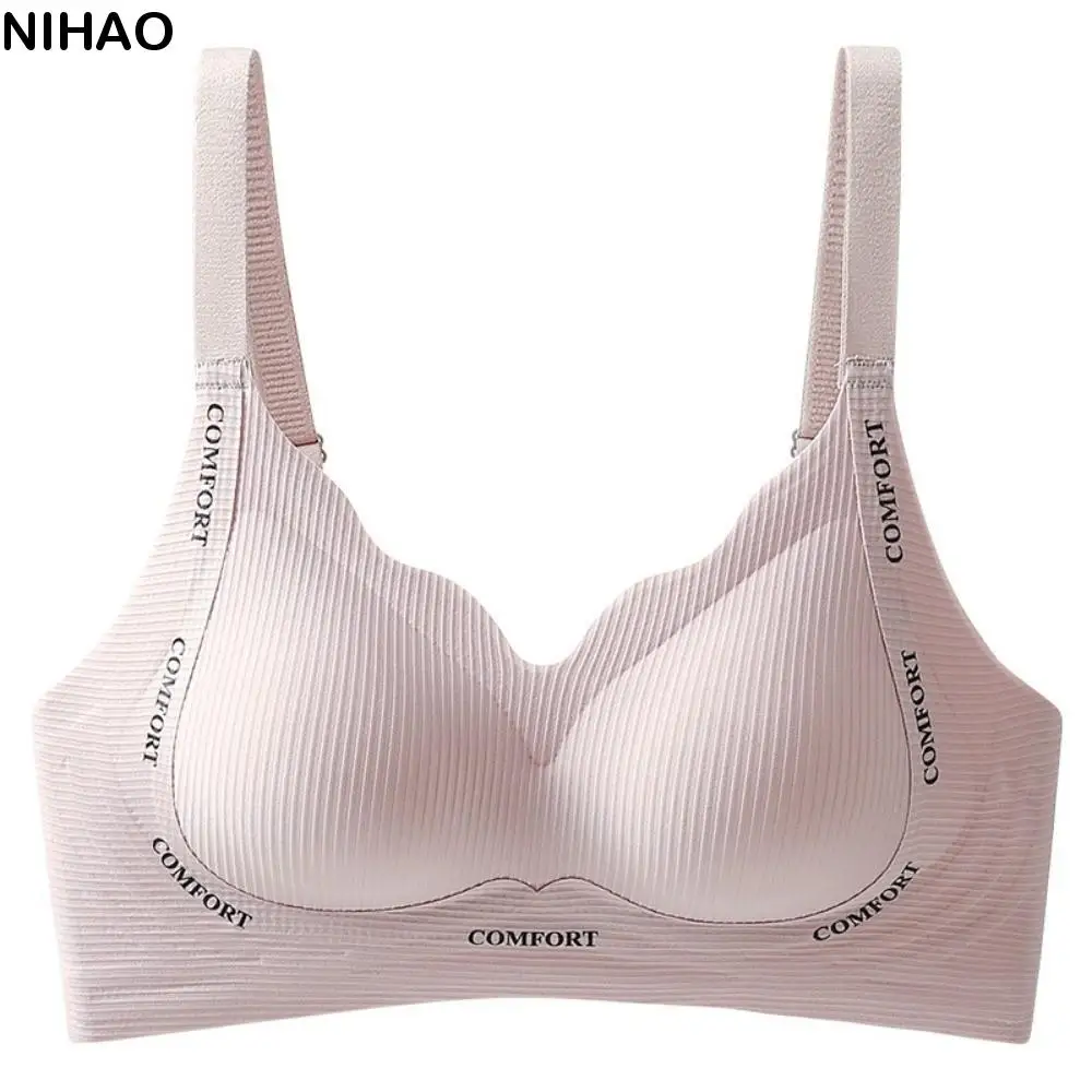

English Letter Wireless Deep V Bra Shockproof Close-fitting Push Up Underwear Adjustable Anti-sagging Brassiere for Women